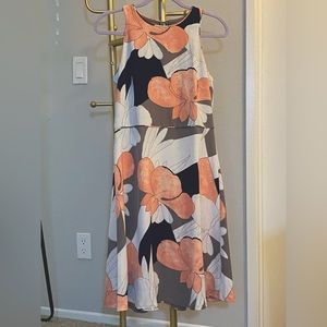 Ann Taylor Floral Sleeveless Flare Dress